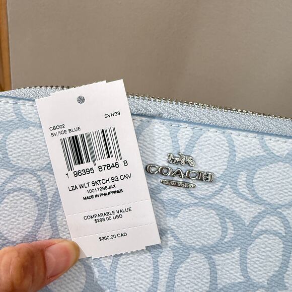 Coach CBO02 Long Zip Around Wallet In Sketch Signature Canvas blue - Picture 6 of 11